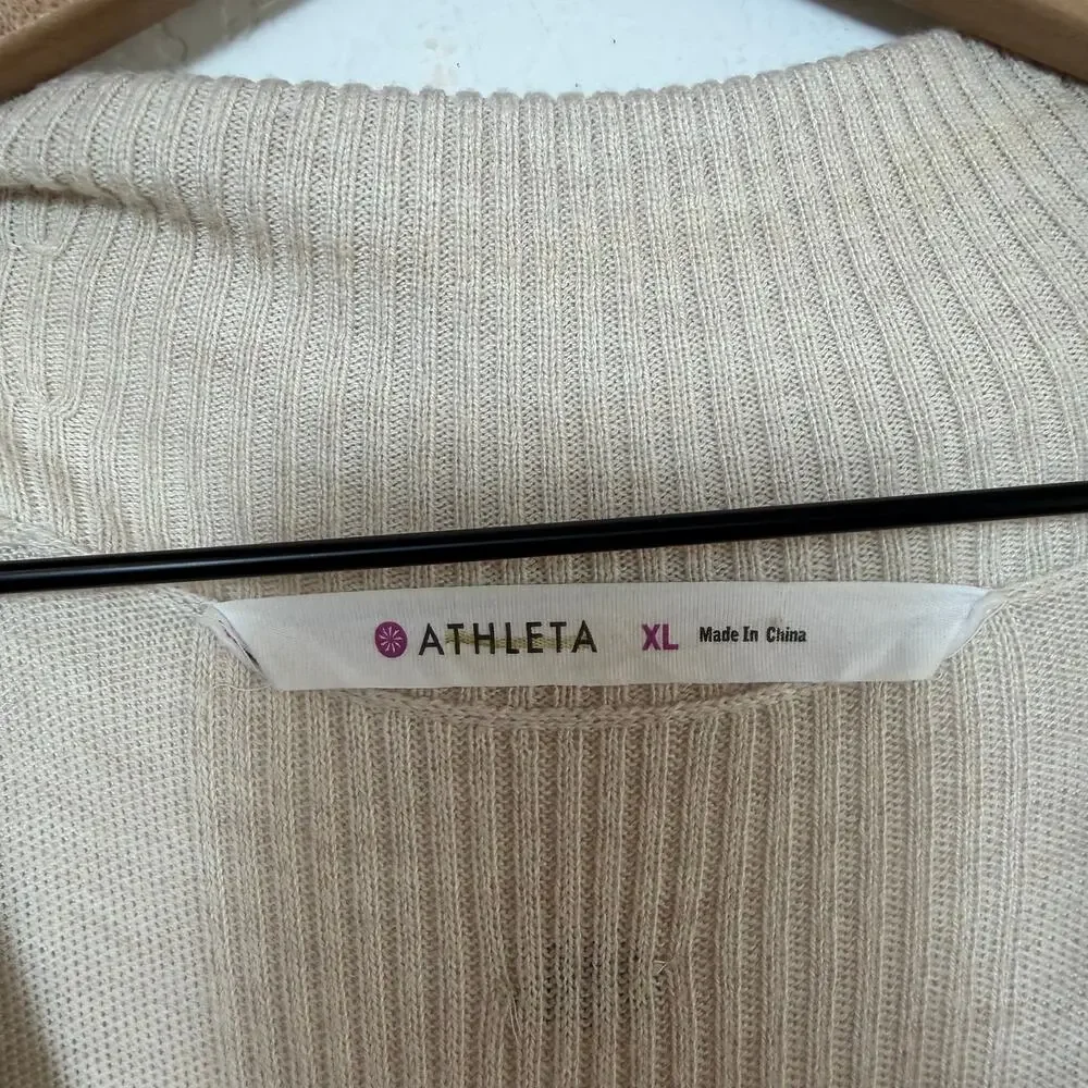 Athleta Innsbrook Sweater Dress Women's XL Cream Knit Long Sleeve Cozy